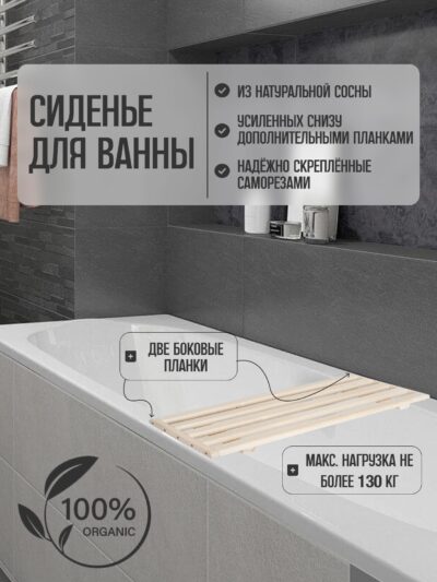 Group 1076 Сиденье (решётка) для ванной 70 см с боковыми планками