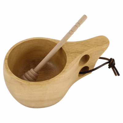 image 4 Финская деревянная кружка Кукса, 300 мл, с палочкой для меда